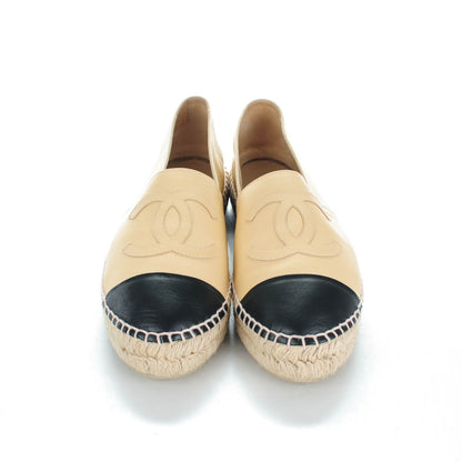Chanel Lambskin CC Espadrilles 39 Beige Black 2 of 8