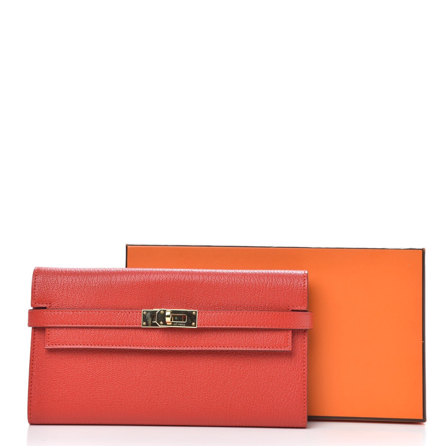 Hermes Chevre Mysore Kelly Longue Wallet Rouge Tomate 8 of 8