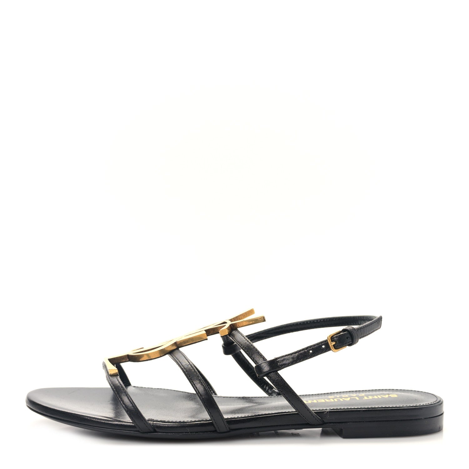 Saint Laurent Calfskin Cassandra Monogram Sandals 35.5 Black 1 of 8