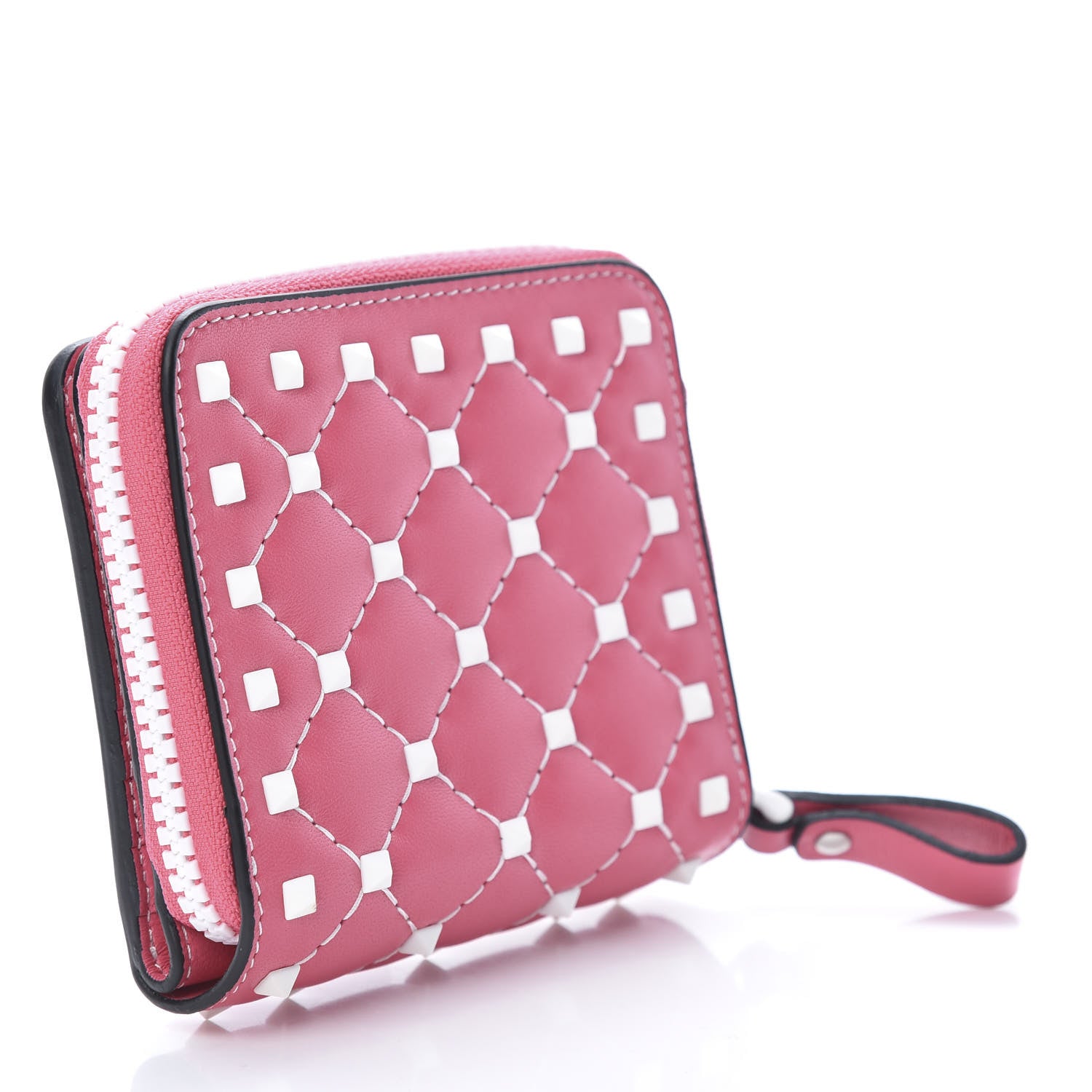 Valentino Garavani Lambskin Free Rockstud Spike Compact Zip Around Wallet Shadow Pink 3 of 9