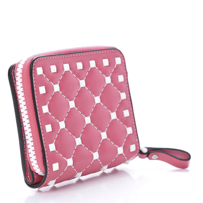 Valentino Garavani Lambskin Free Rockstud Spike Compact Zip Around Wallet Shadow Pink 3 of 9