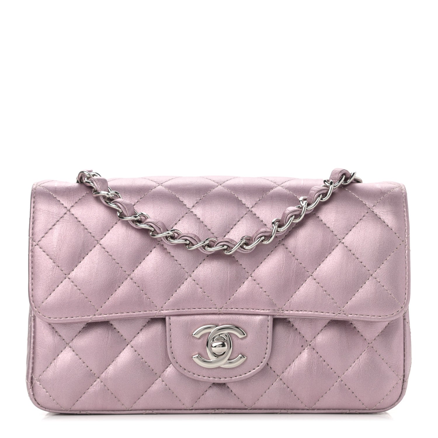 Chanel Metallic Calfskin Quilted Mini Rectangular Flap Pink 1 of 11