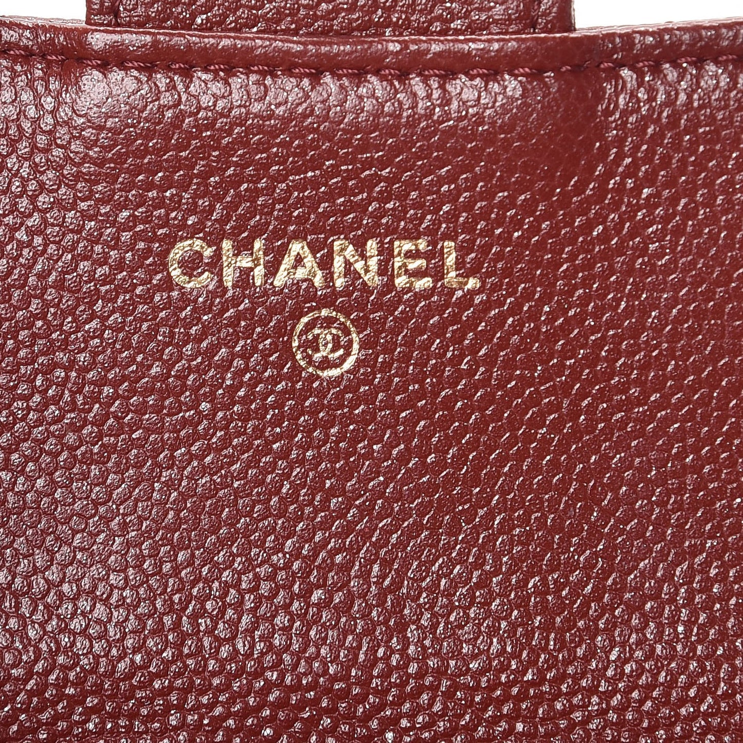Iridescent Caviar Quilted Medium Flap Wallet Burgundy