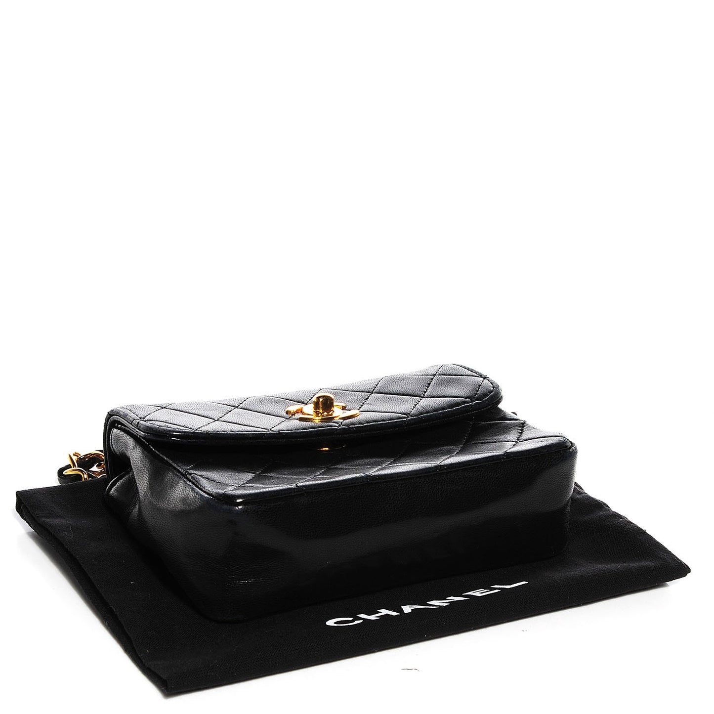 Lambskin Quilted Extra Mini Flap Black