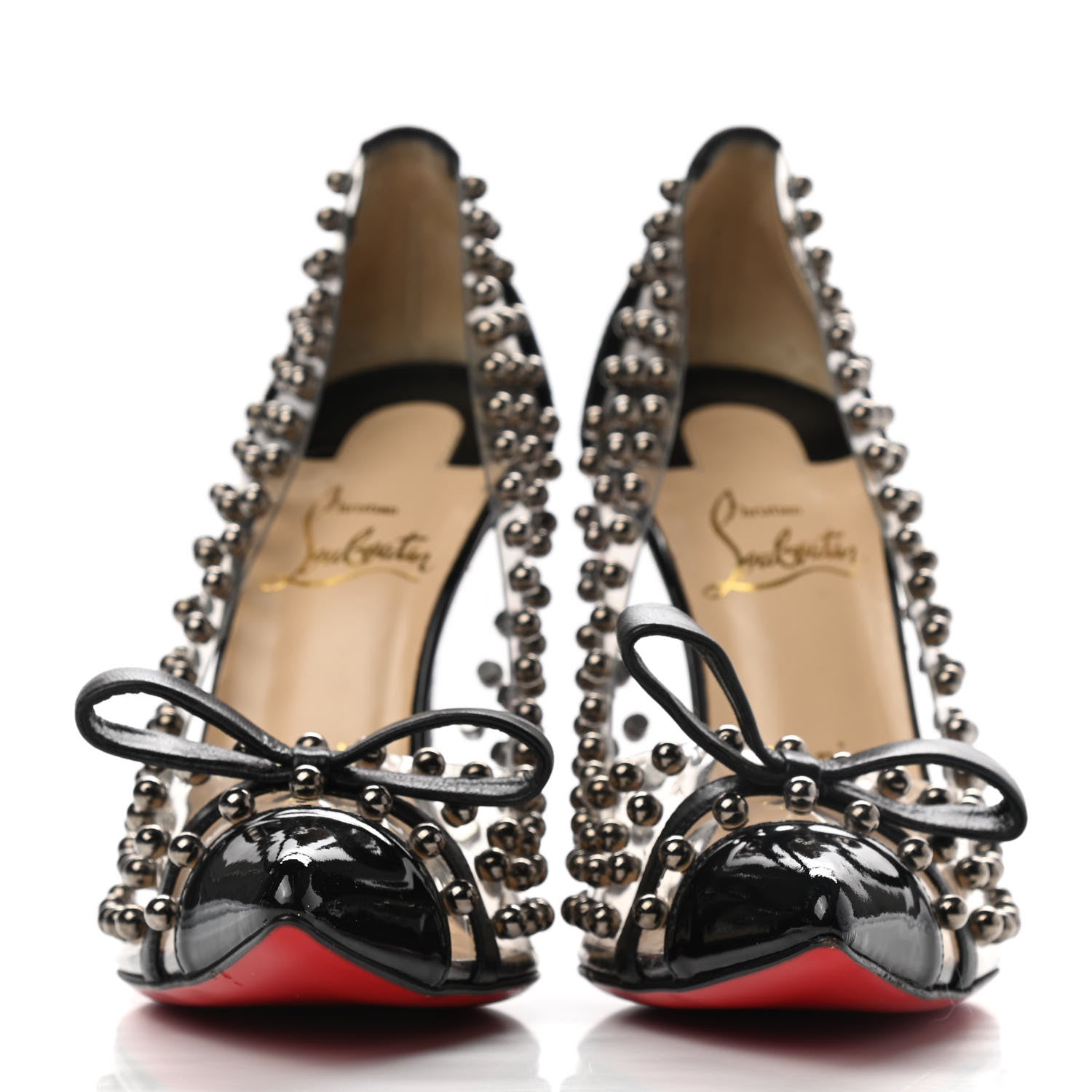 Christian Louboutin Suede Patent Studded Bille et Boule 100 Pumps 38.5 Black 2 of 9