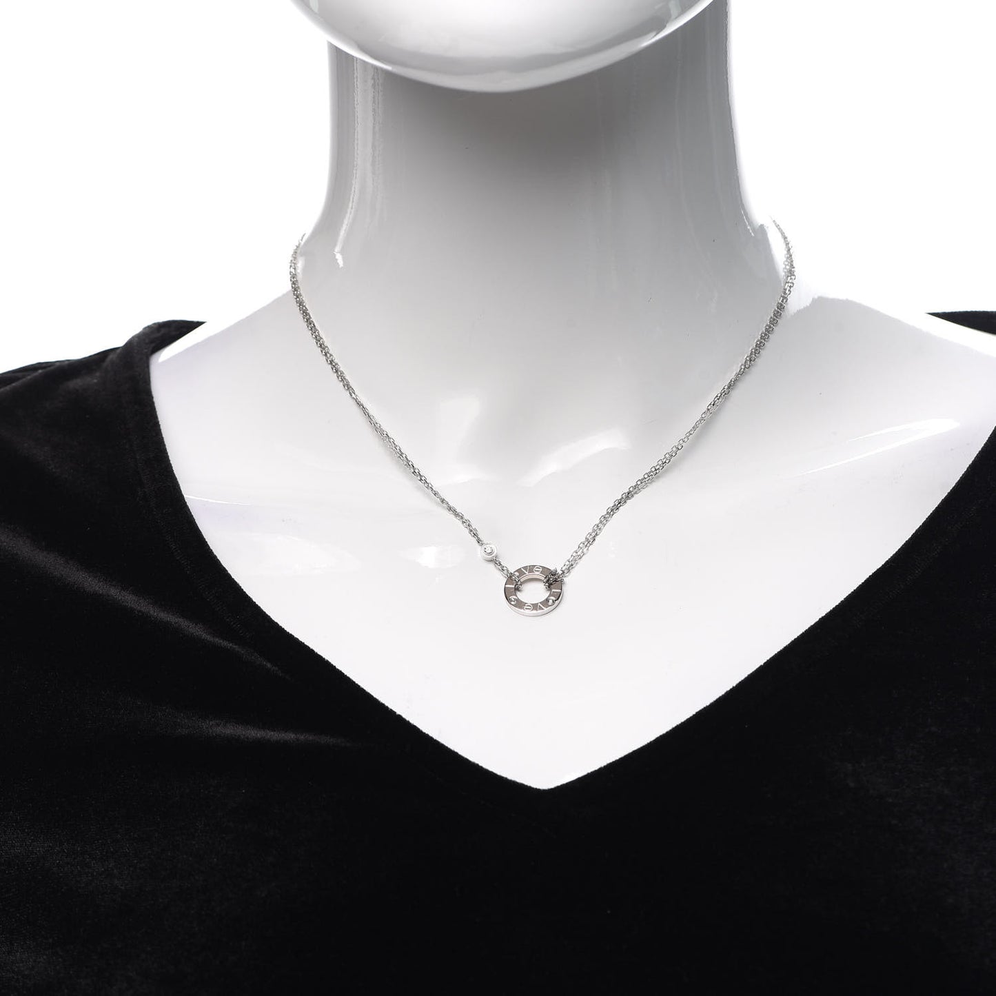 18K White Gold 2 Diamond LOVE Necklace