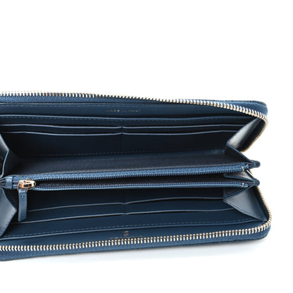 Chanel Metallic Caviar Quilted Large Gusset Zip Around Wallet Dark Blue 5 of 9