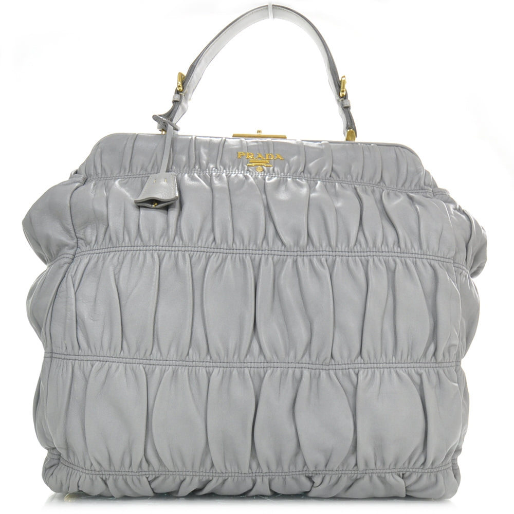 Nappa Dressy Gaufre Framed Tote Nuvola