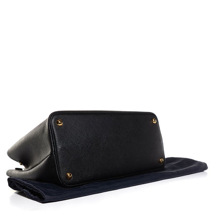 Prada Saffiano Cuir Small Double Bag Black Ciliegia 4 of 10
