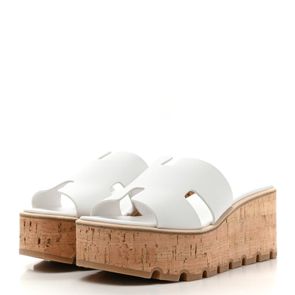 Hermes Calfskin Cork Eze 30 Sandals 39 White 3 of 9