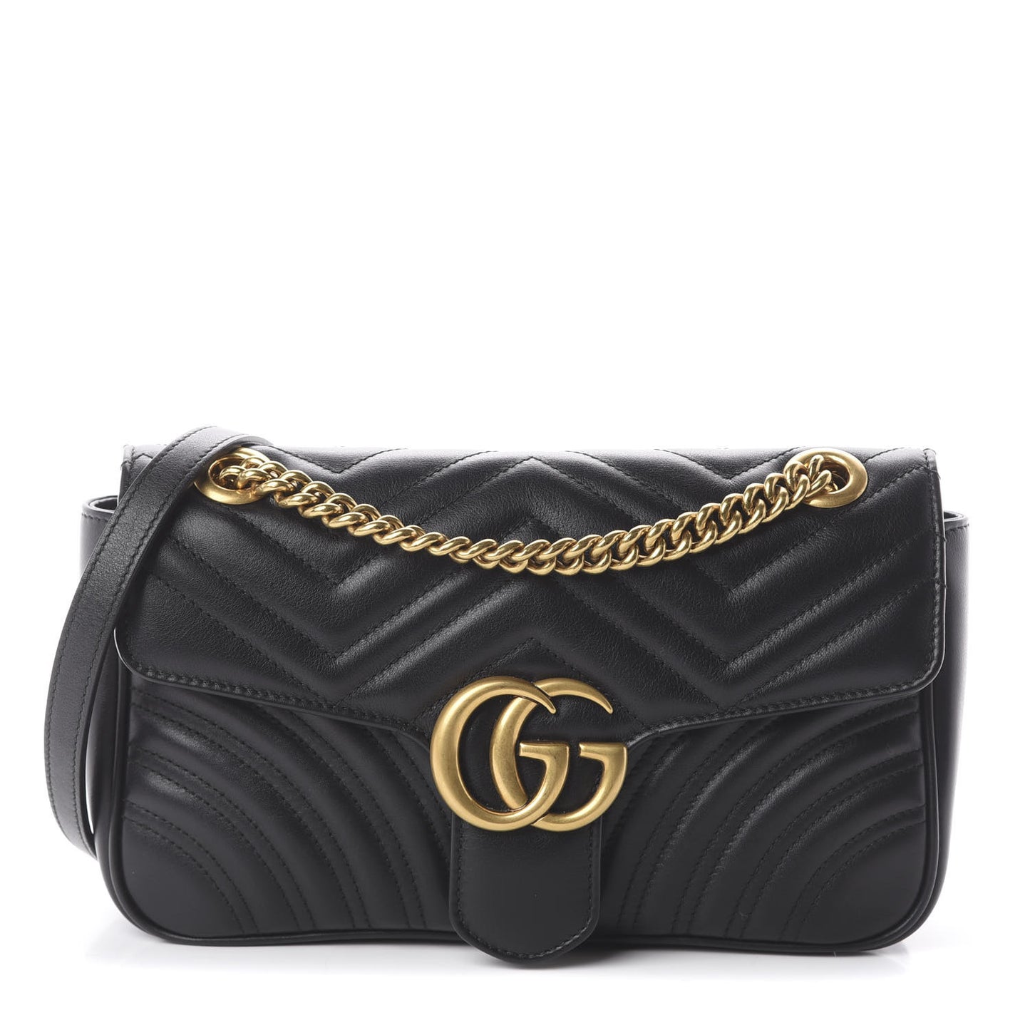 Calfskin Matelasse Small GG Marmont Shoulder Bag Black