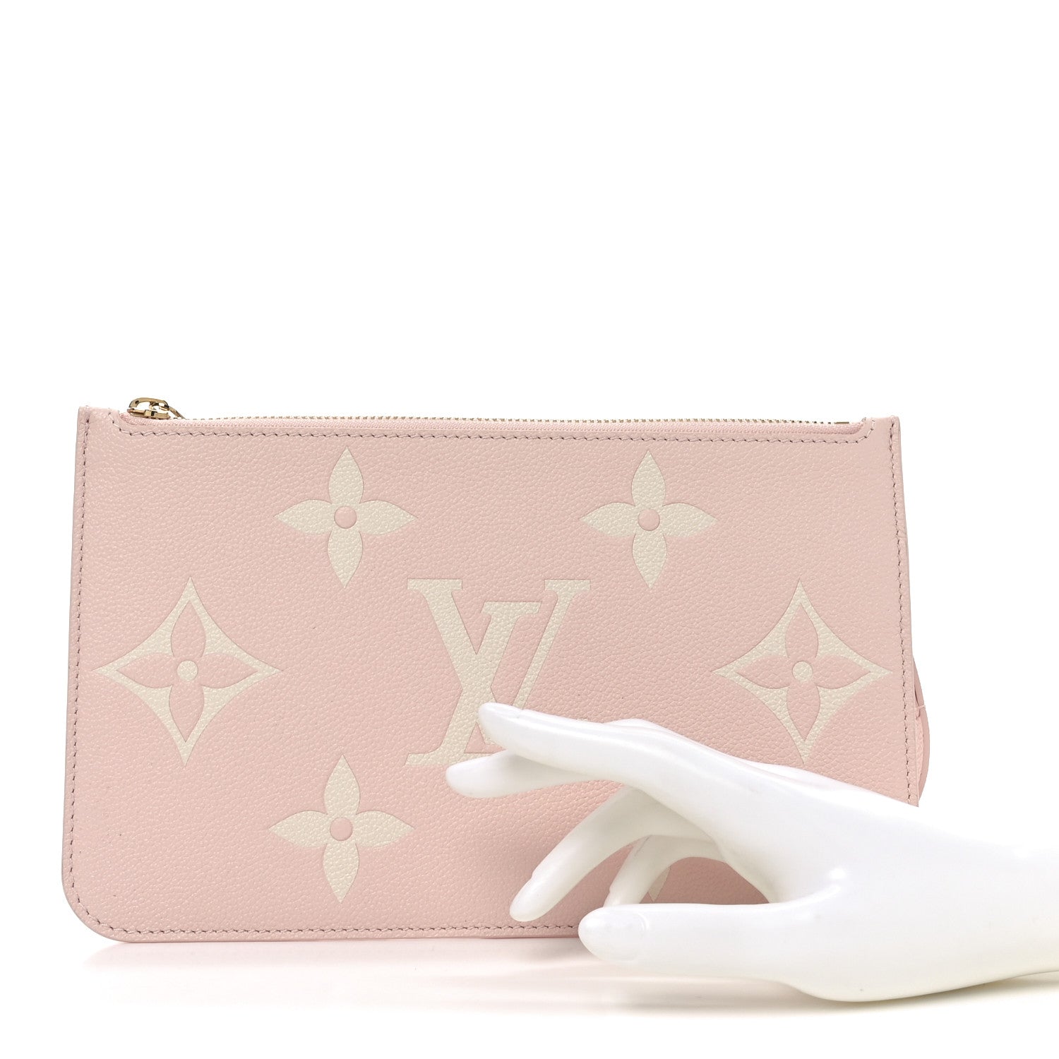 Louis Vuitton Empreinte Monogram Giant Neverfull MM Pochette Pink Quartz Beige 2 of 7