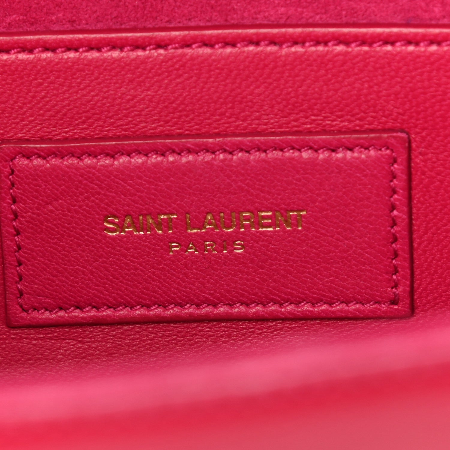 Saint Laurent Patent Grain De Poudre Classic Monogram Cassandre Clutch Fuchsia 6 of 8