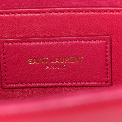 Saint Laurent Patent Grain De Poudre Classic Monogram Cassandre Clutch Fuchsia 6 of 8