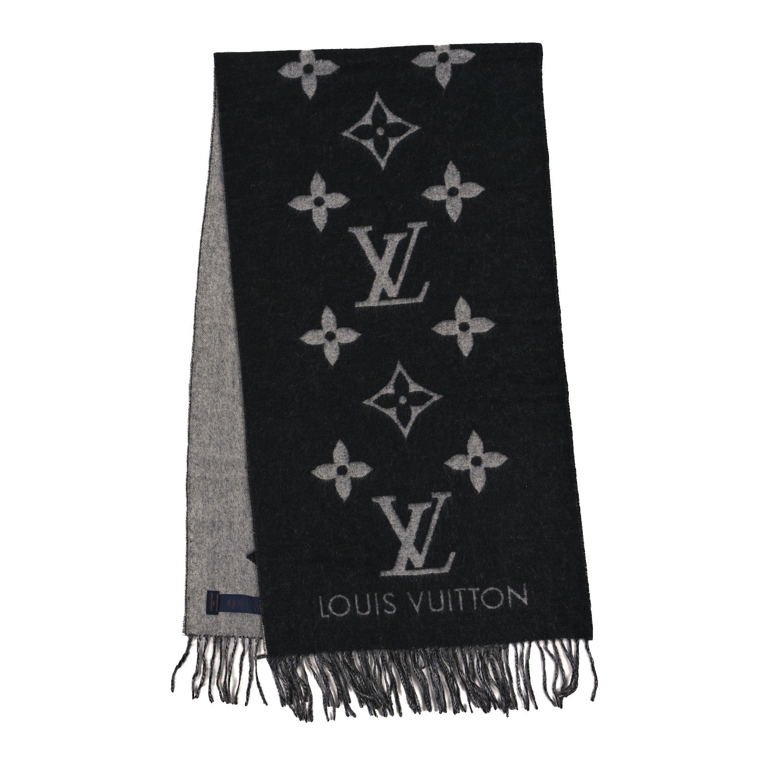 Louis Vuitton Cashmere Monogram Reykjavik Scarf Black 2 of 3