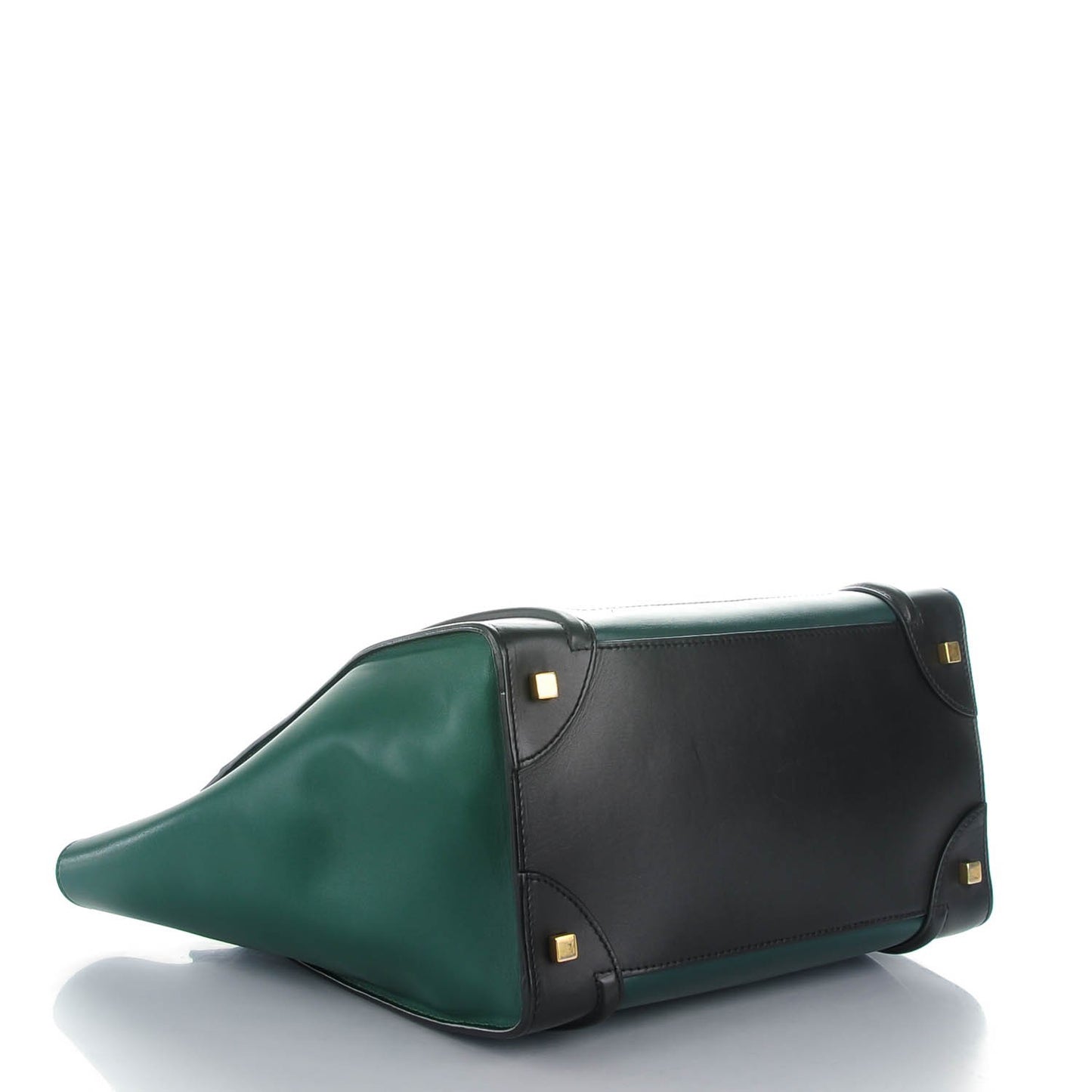 Satin Calfskin Mini Bi-Color Luggage Bottle Green Black