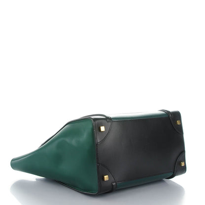 Celine Satin Calfskin Mini Bi-Color Luggage Bottle Green Black 4 of 7