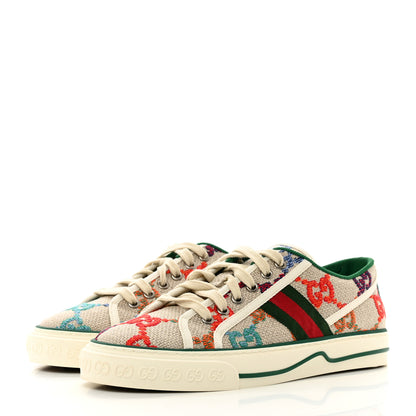 Gucci Linen Psychedelic Mini GG Monogram Womens 1977 Tennis Sneakers 38.5 Multicolor Mystic White 3 of 8