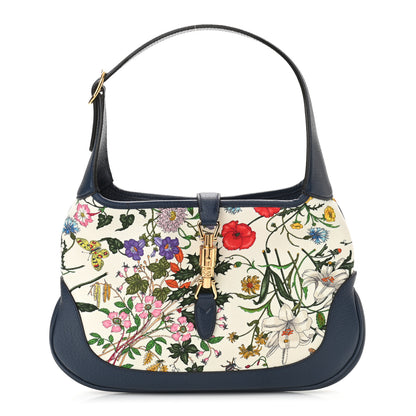 Gucci Canvas Flora Medium Jackie Hobo Blue Agata 1 of 9