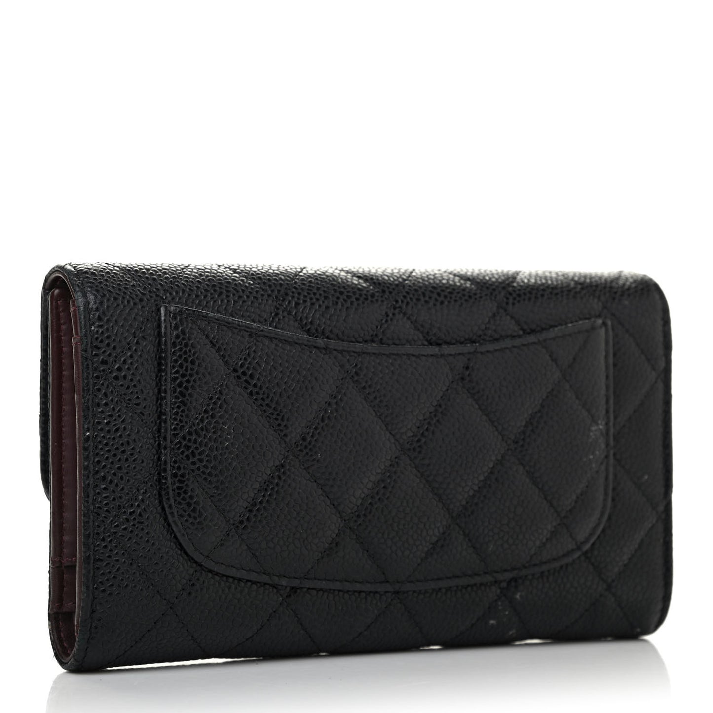 Caviar Quilted Medium Flap Wallet Black