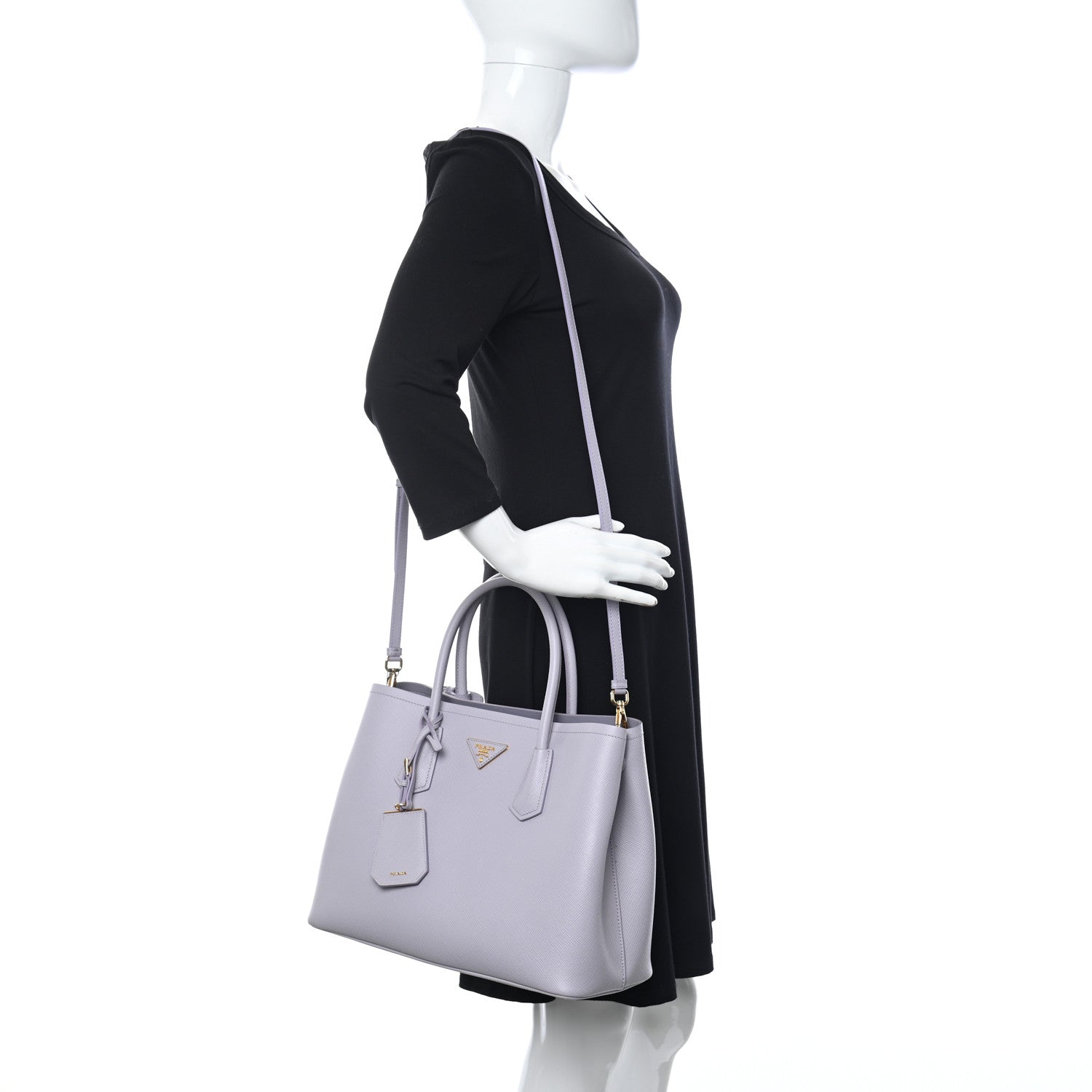 Prada Saffiano Cuir Small Double Bag Glicine 2 of 12