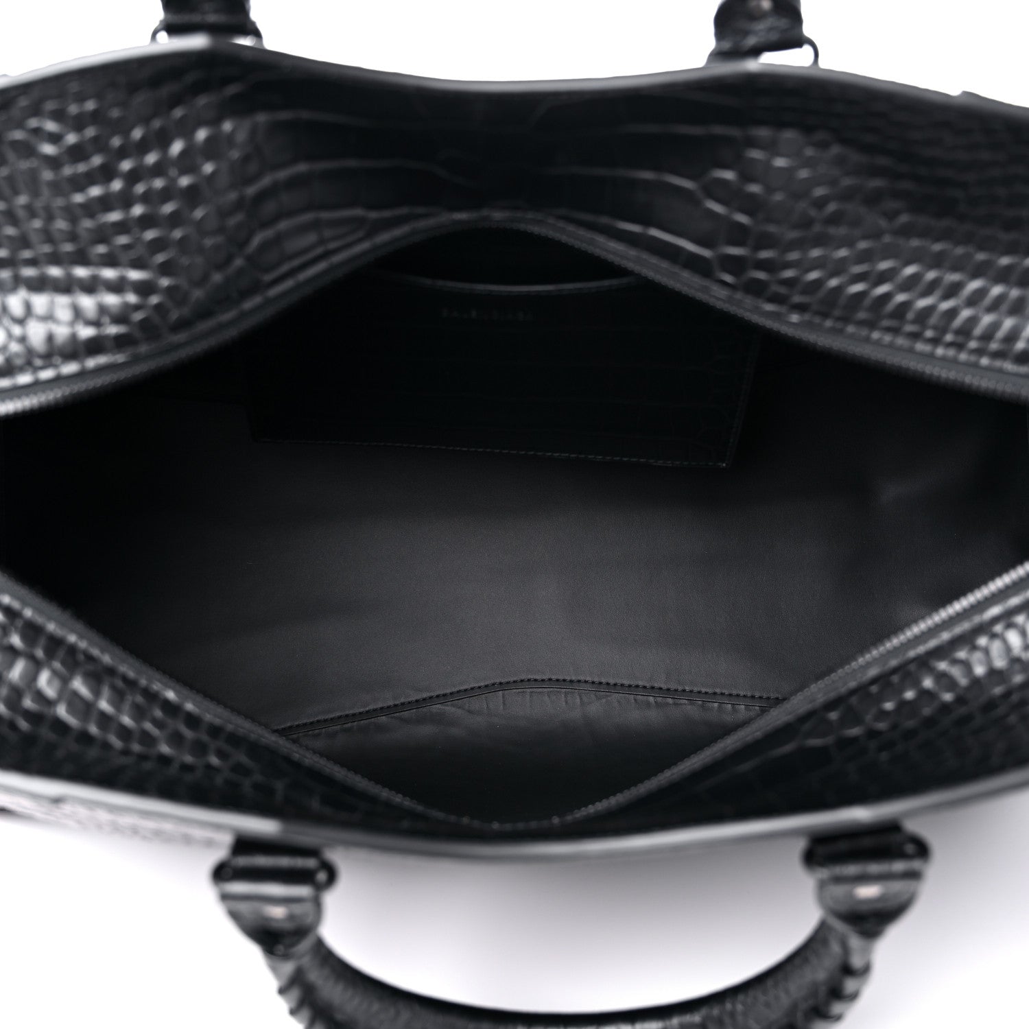 Balenciaga Semi Matte Calfskin Crocodile Embossed Neo Classic Black Hardware Large City Black 5 of 8