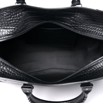 Balenciaga Semi Matte Calfskin Crocodile Embossed Neo Classic Black Hardware Large City Black 5 of 8