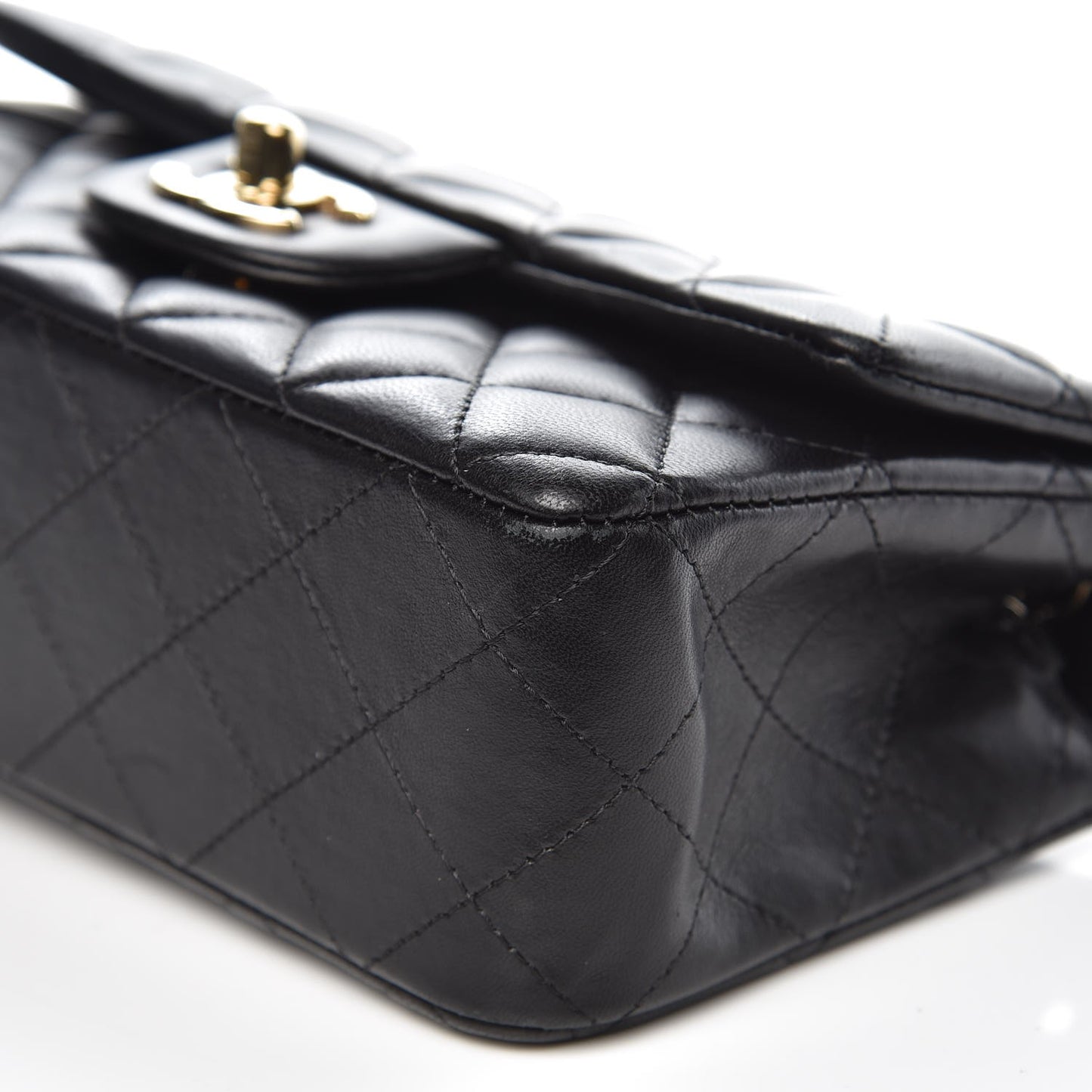 Lambskin Quilted Mini Rectangular Flap Black