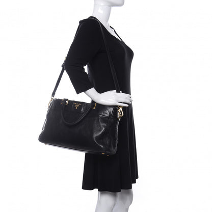 Prada Glace Calf Extra Wide Tote Black 2 of 17