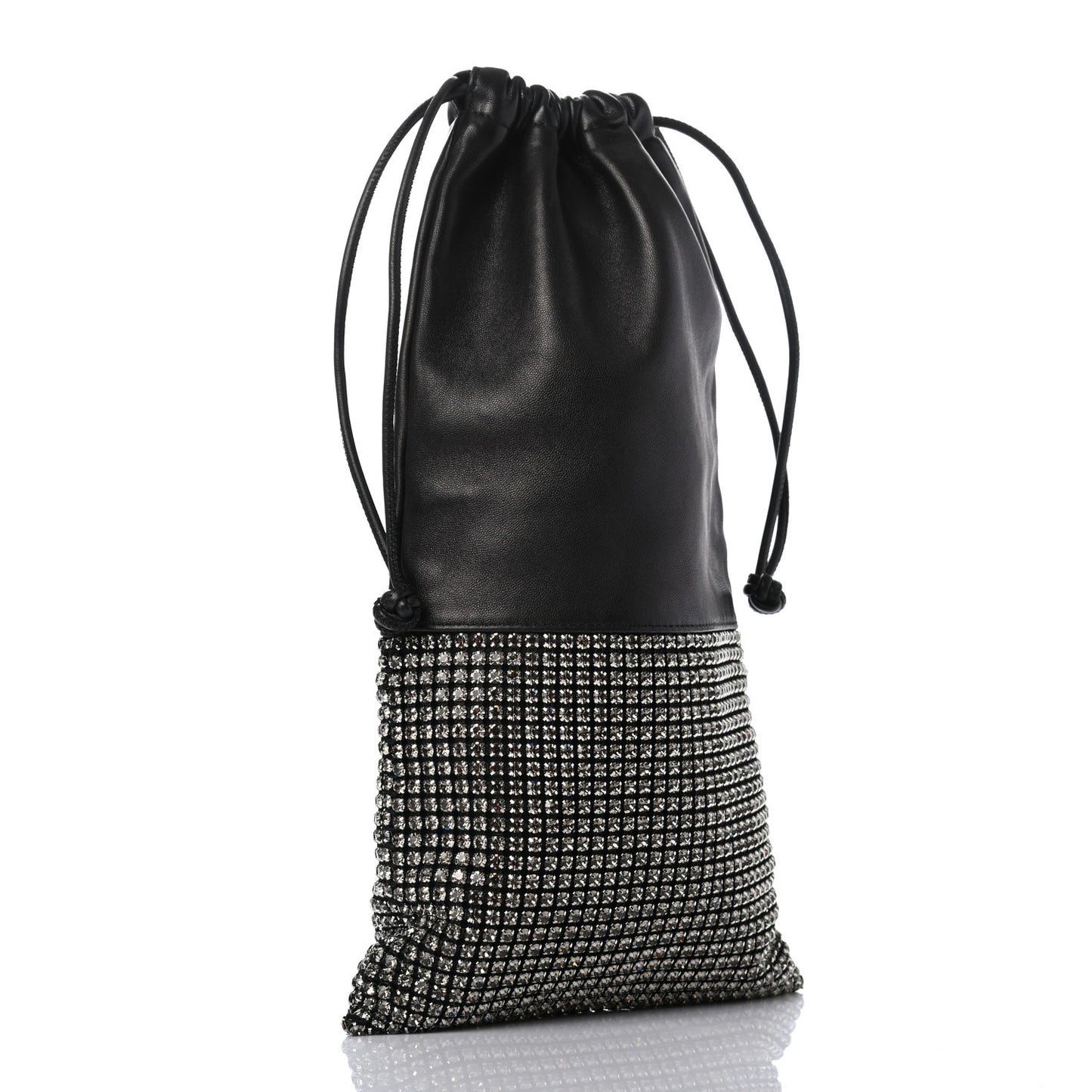 Lambskin Crystal Rhinestone Ryan Dustbag Pouch Black