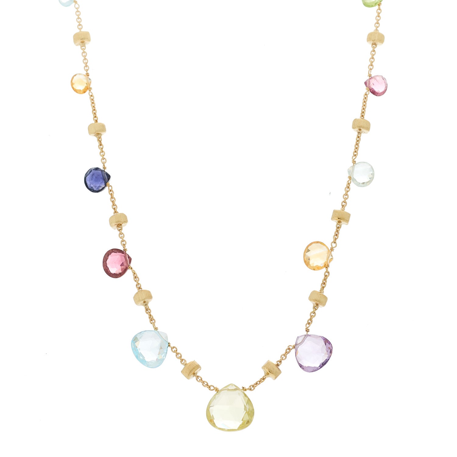 Marco Bicego 18K Yellow Gold Multi Gemstone Paradise Station Necklace 1 of 5
