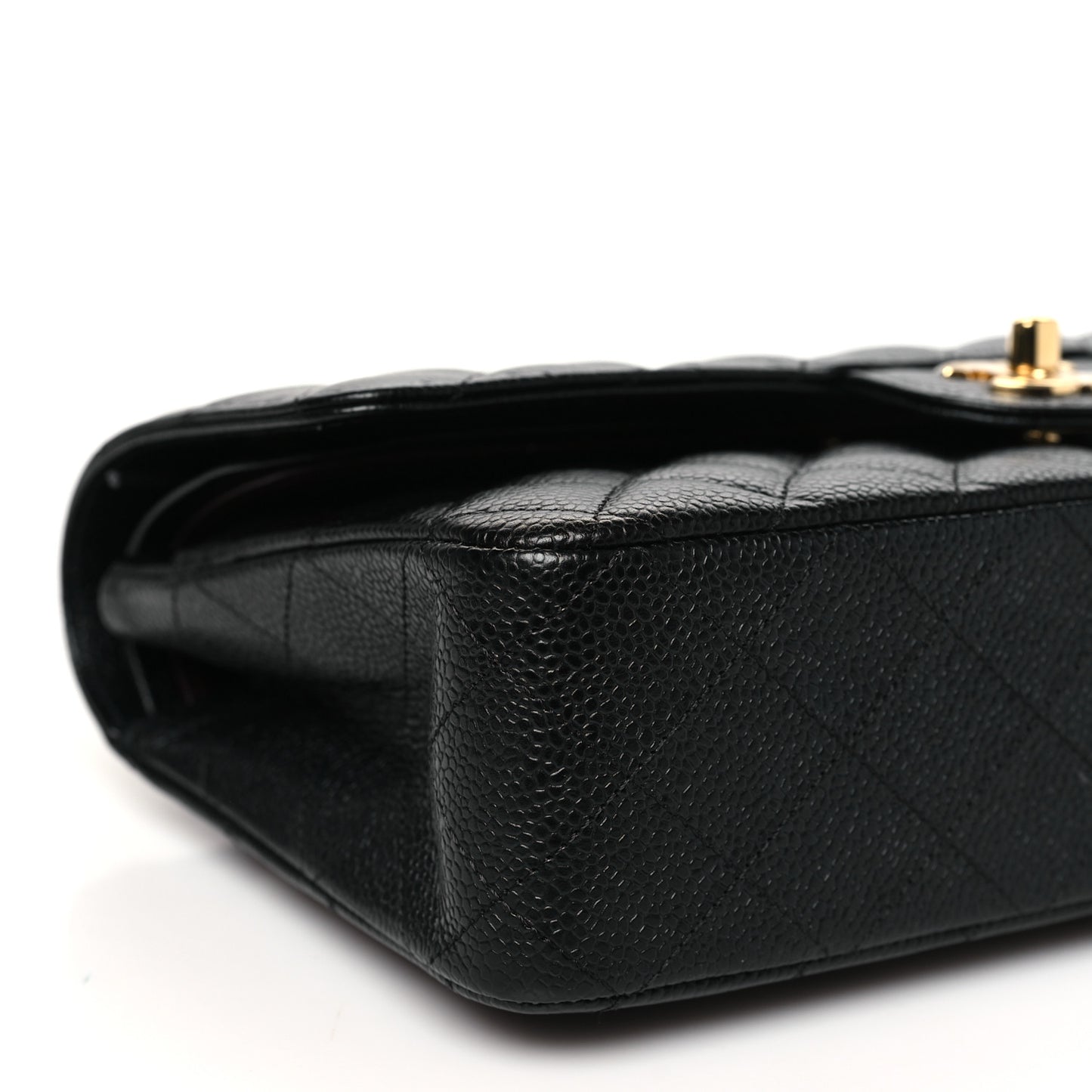 Caviar Quilted Medium Double Flap Black