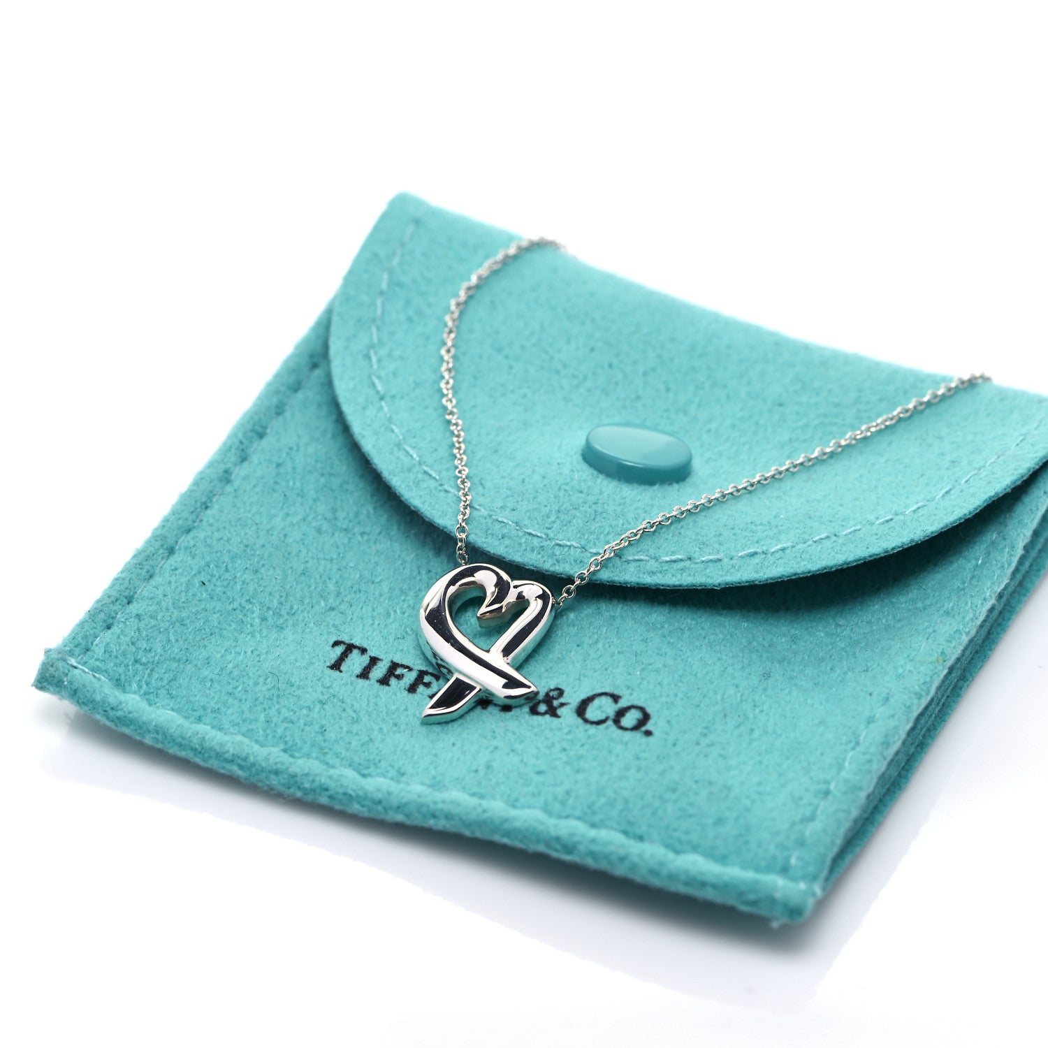 Tiffany Sterling Silver Small Paloma Picasso Loving Heart Pendant Necklace 5 of 5