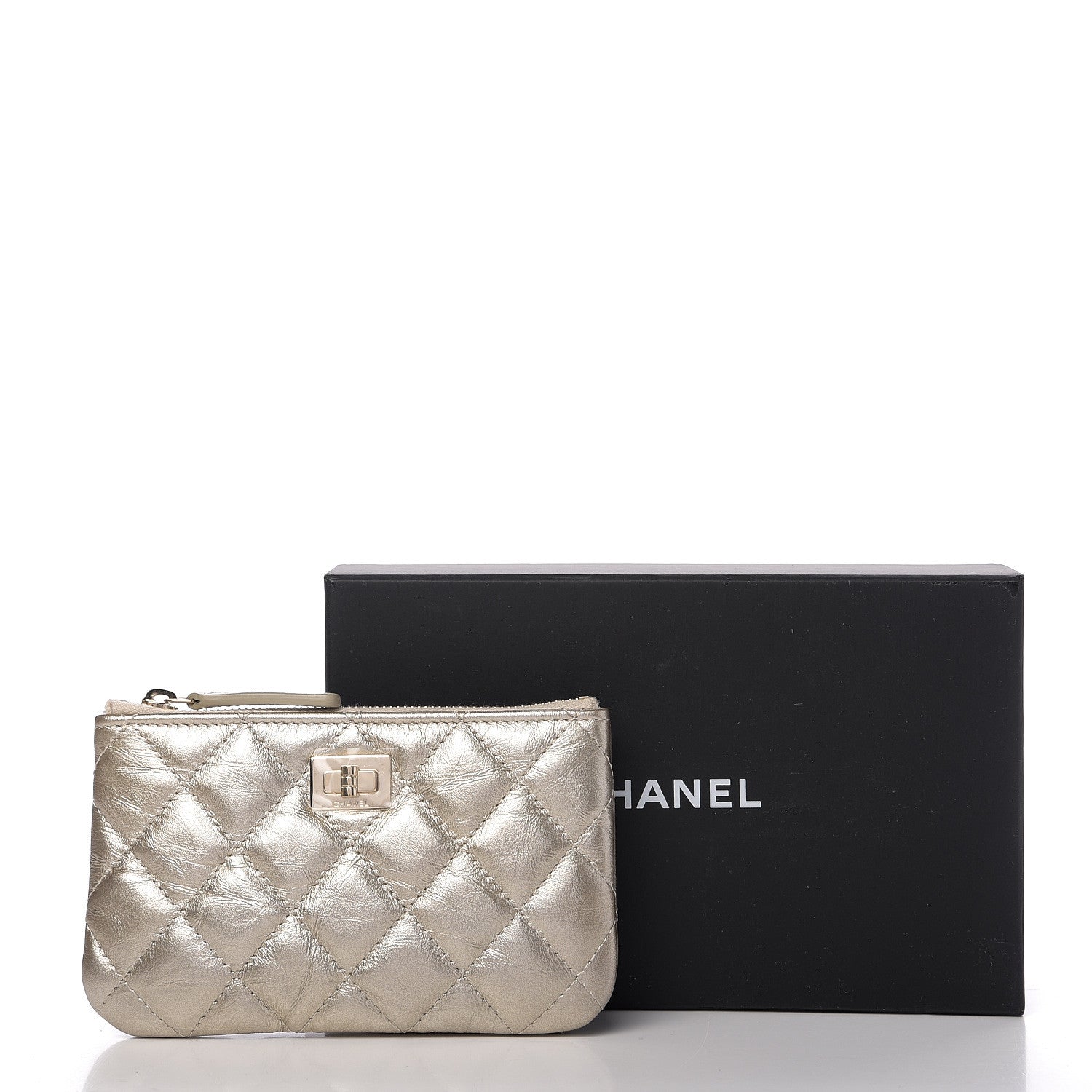 Chanel Metallic Aged Calfskin Quilted Small Reissue Cosmetic Case Gold 7 of 7