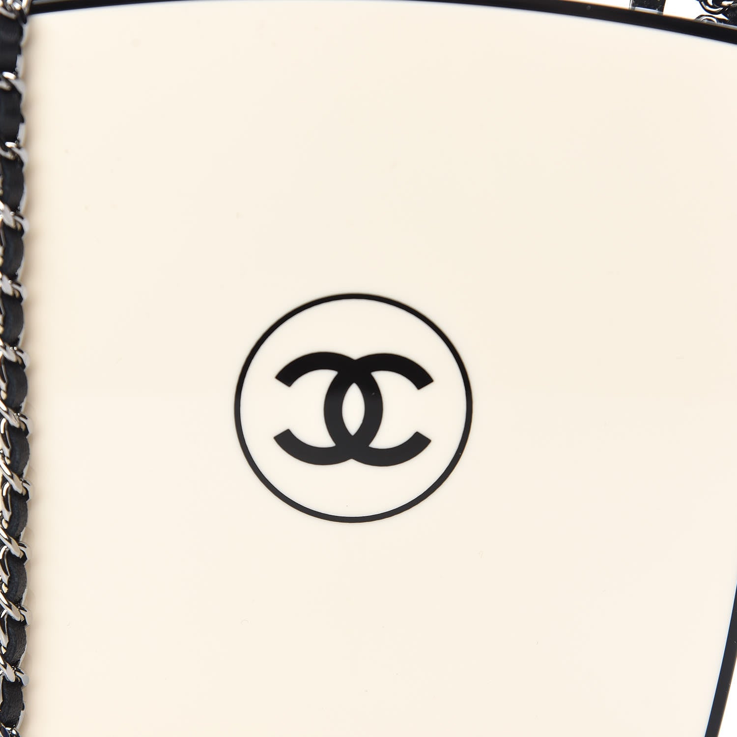 Chanel Plexiglass Compact Box Clutch Black Ivory 8 of 10