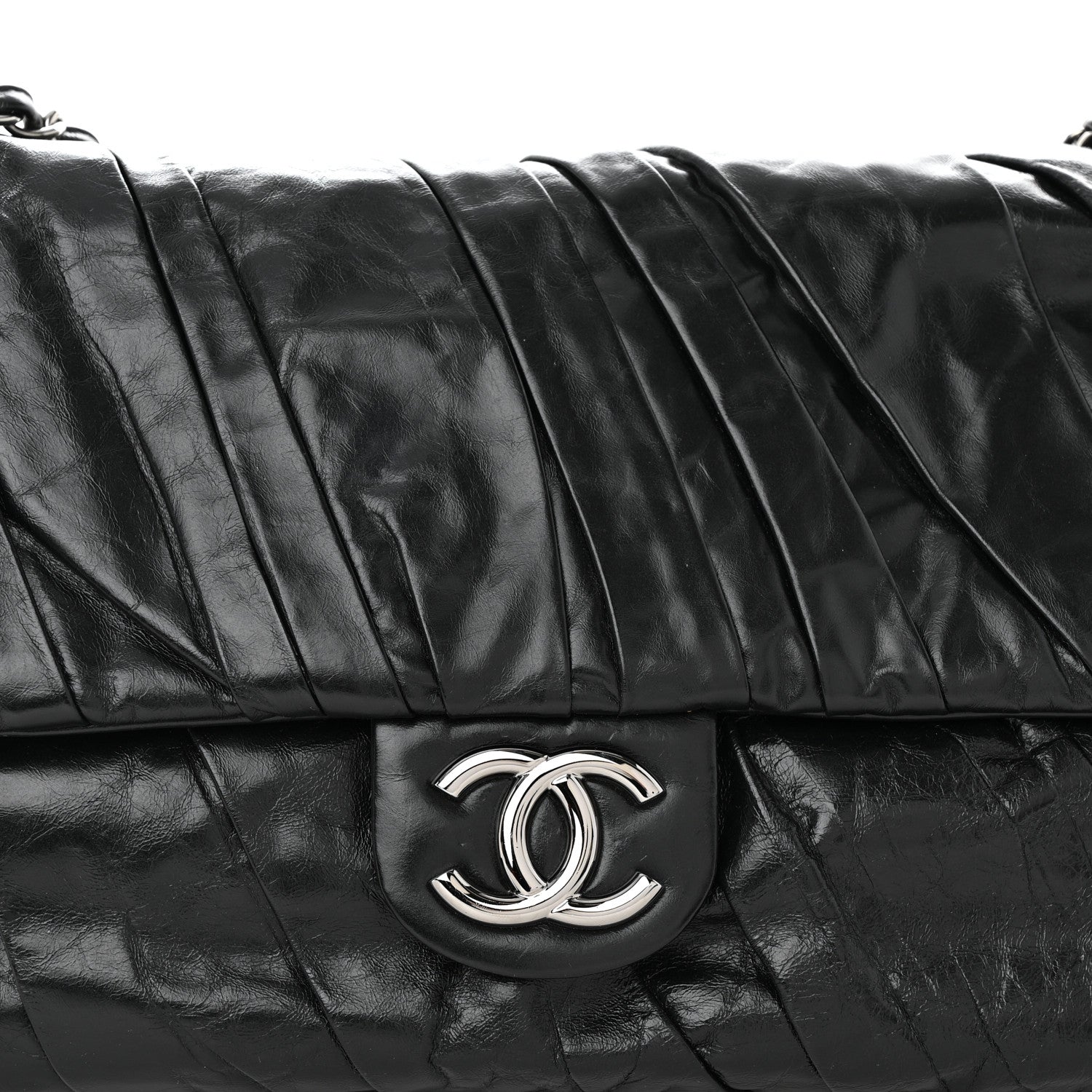 Chanel Glazed Calfskin Twisted Maxi Flap Black 8 of 19