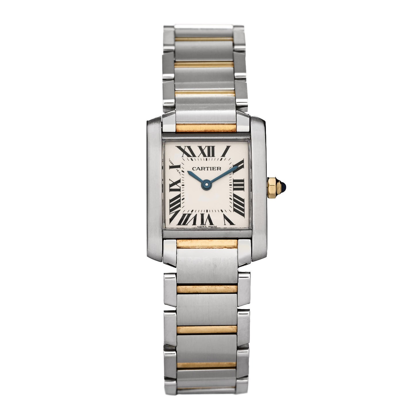 Stainless Steel 18K Yellow Gold 20mm Tank Francaise Quartz Watch