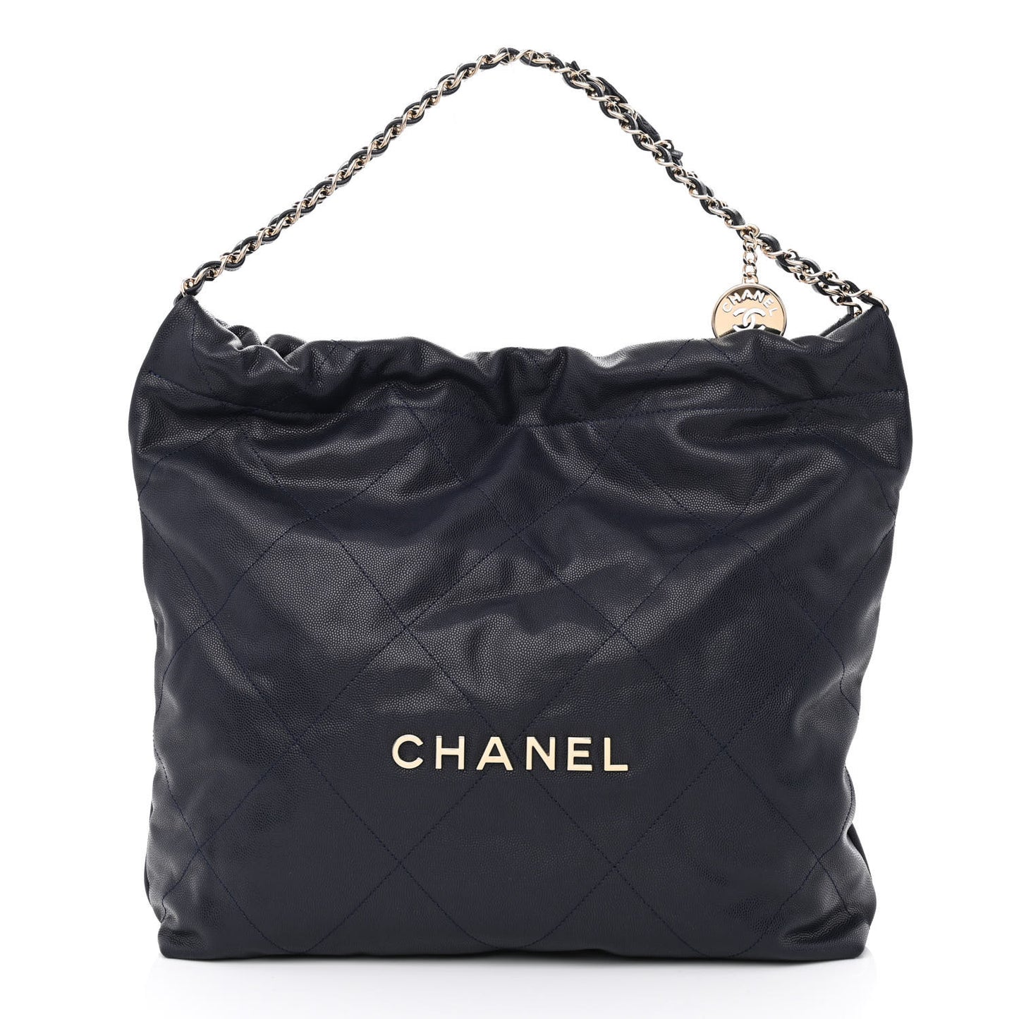 Shiny Caviar Quilted Chanel 22 Dark Blue