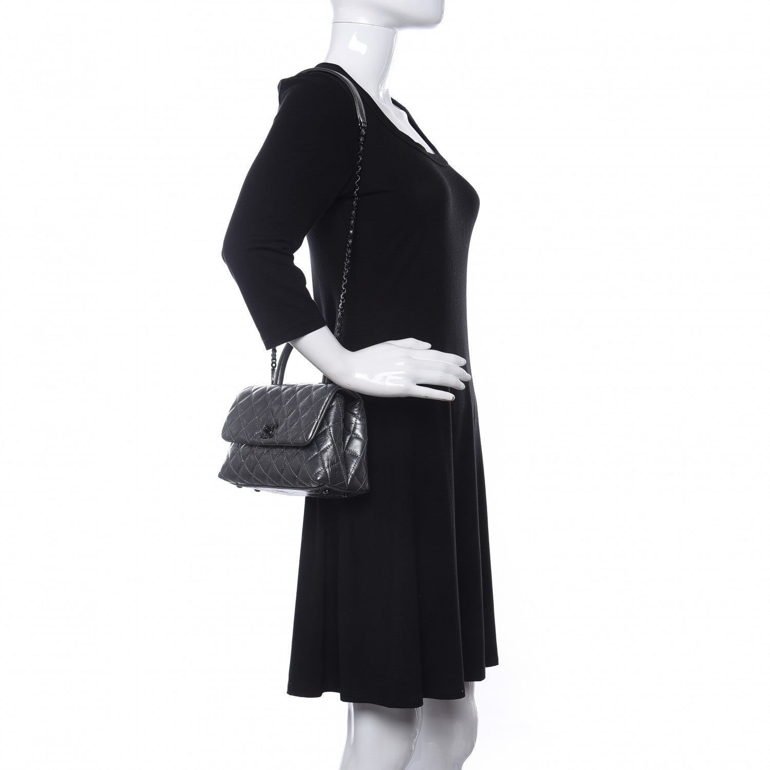 Chanel Aged Calfskin Quilted Mini Coco Handle Flap Charcoal 2 of 9