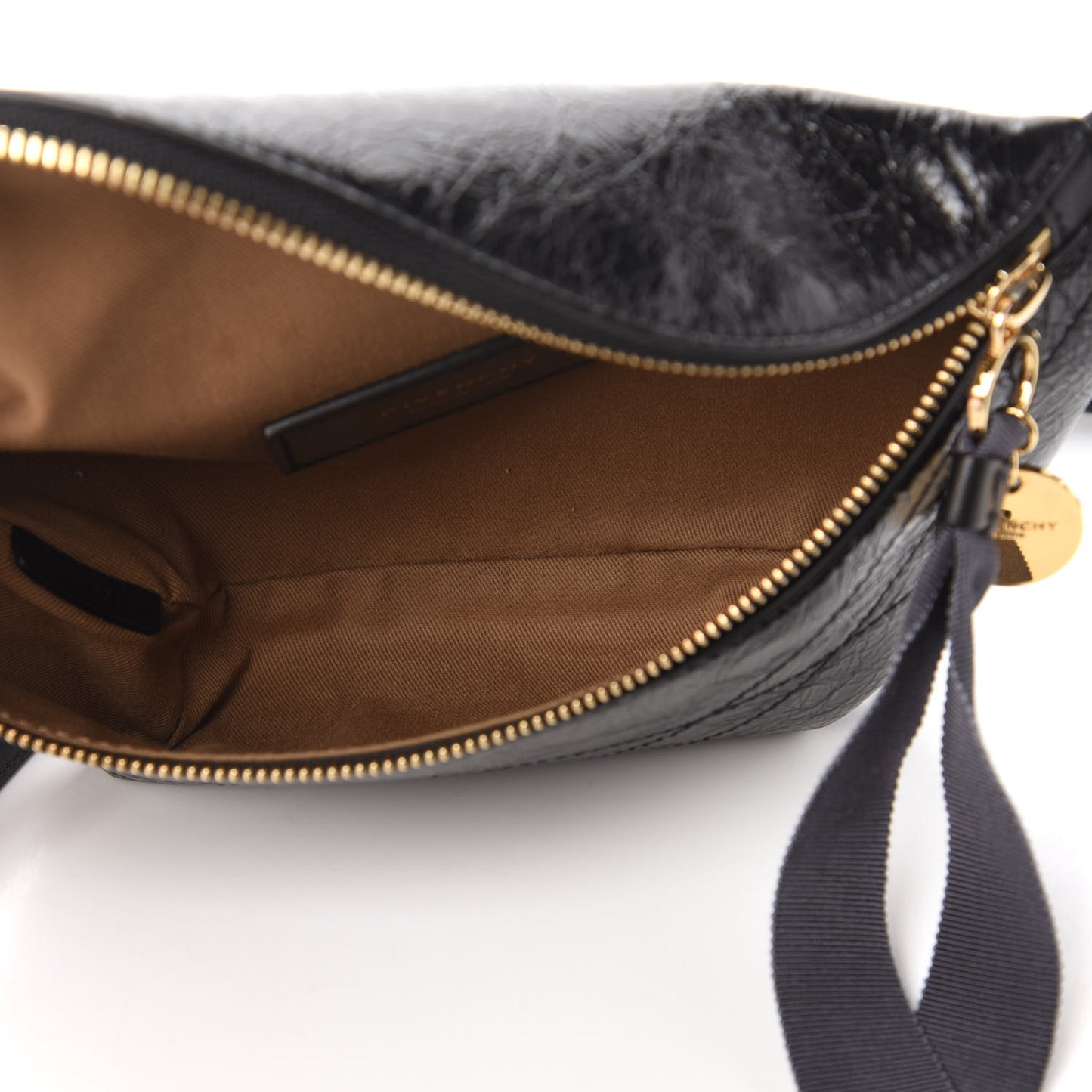 Crackle Calfskin ID Belt Bag Black