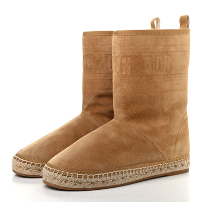 Christian Dior Calfskin Suede Shearling Granville Espadrille Boots 36 Natural 3 of 8
