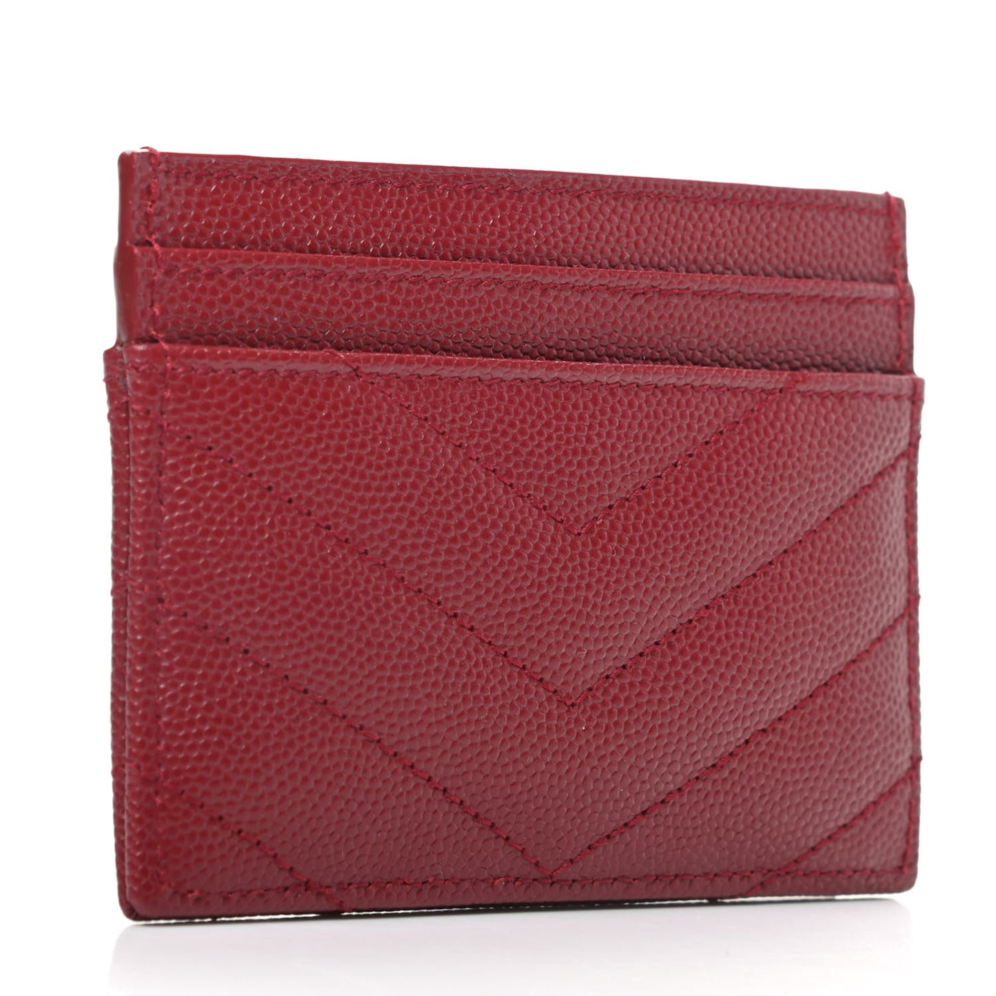 Grain De Poudre Matelasse Chevron Monogram Credit Card Case New Red