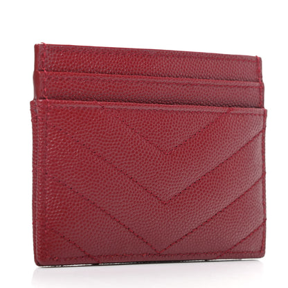 Saint Laurent Grain De Poudre Matelasse Chevron Monogram Credit Card Case New Red 3 of 8