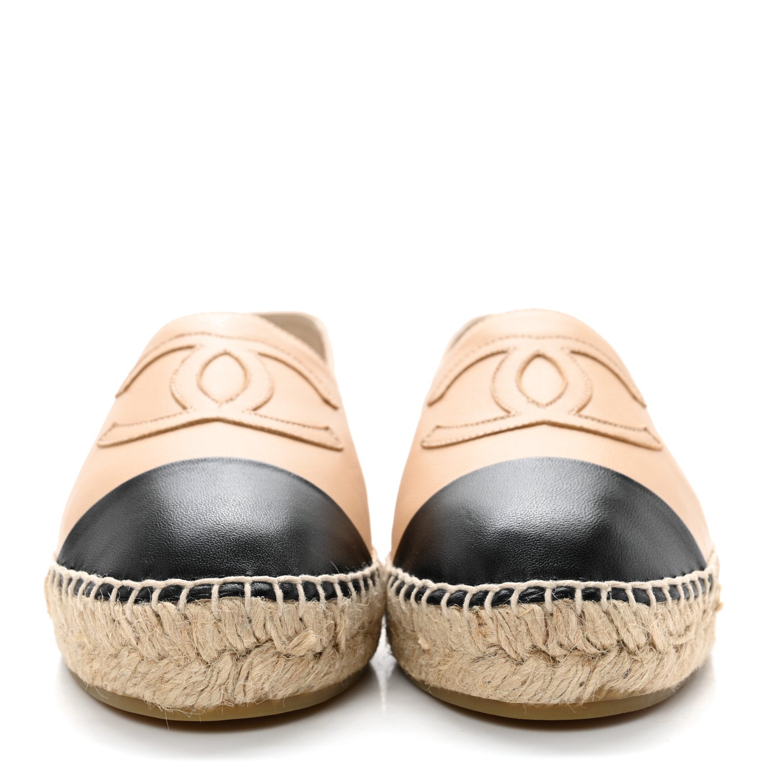 Chanel Lambskin CC Espadrilles 39 Beige Black 2 of 12