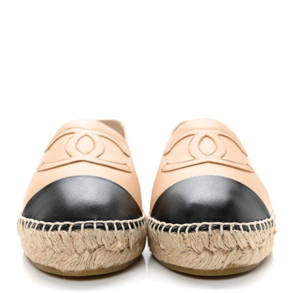 Chanel Lambskin CC Espadrilles 39 Beige Black 2 of 12