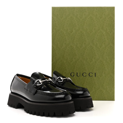 Gucci Cordovan Lux Womens Horsebit 45mm Platform Loafers 39.5 Black 10 of 10