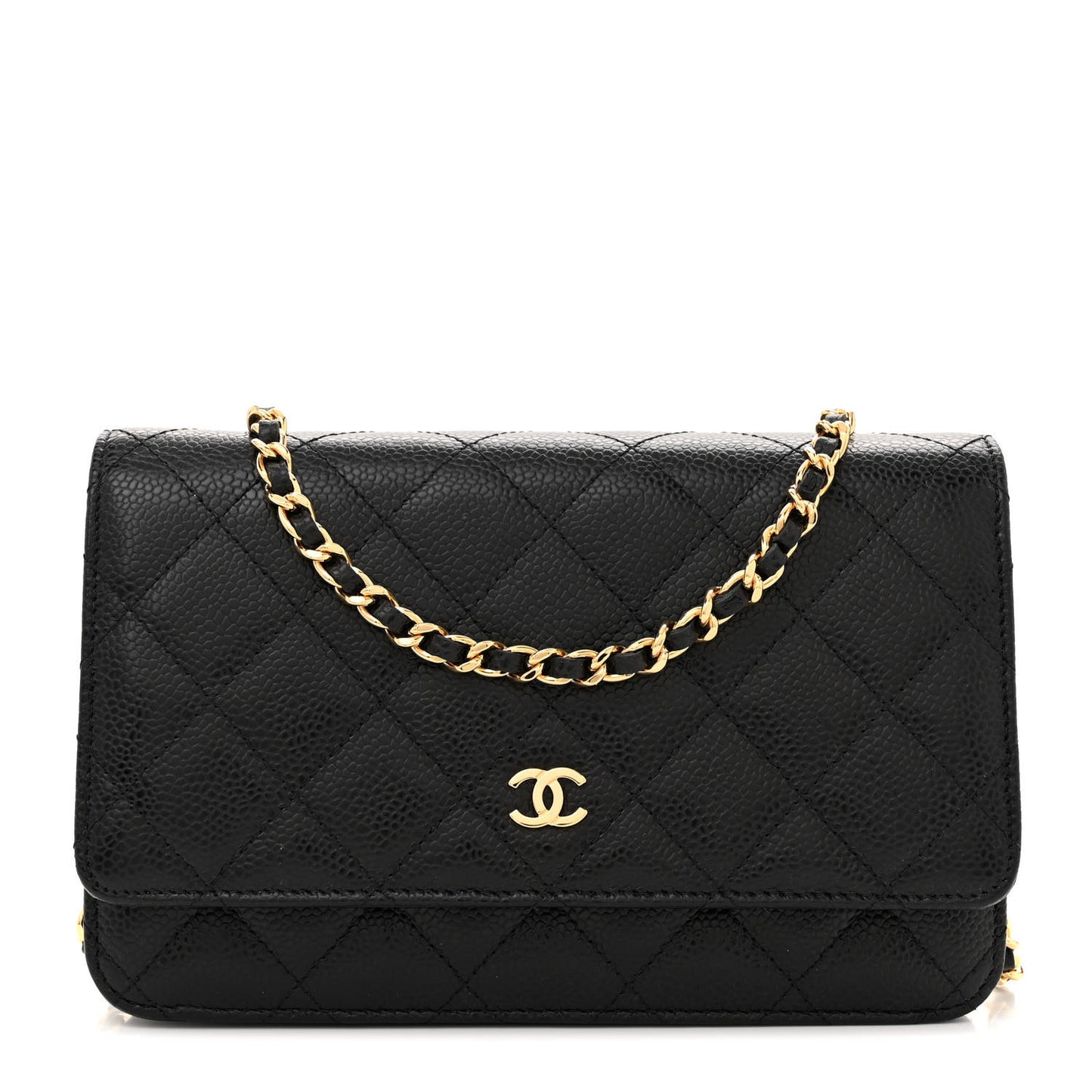 Caviar Quilted Wallet on Chain WOC Black