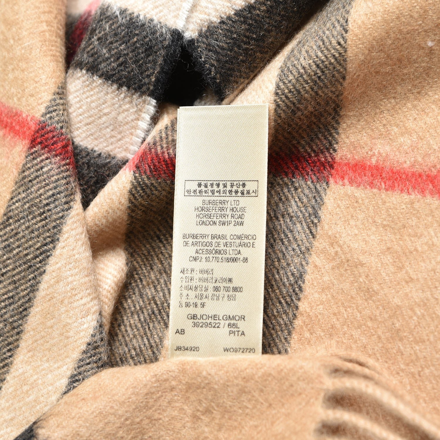 Burberry Cashmere Giant Check Fringe Scarf Camel 6 of 6
