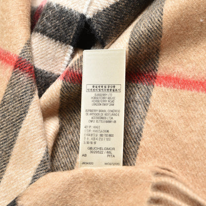 Burberry Cashmere Giant Check Fringe Scarf Camel 6 of 6