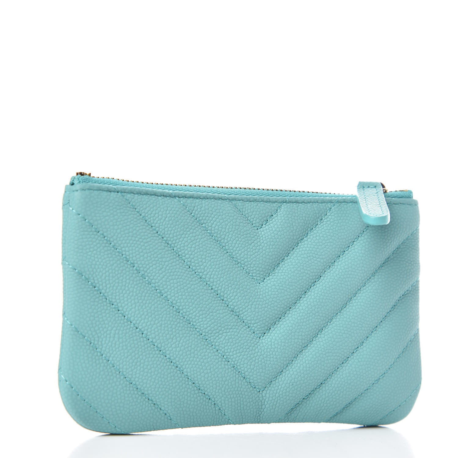 Chanel Caviar Chevron Quilted Small Cosmetic Case Green 3 of 7